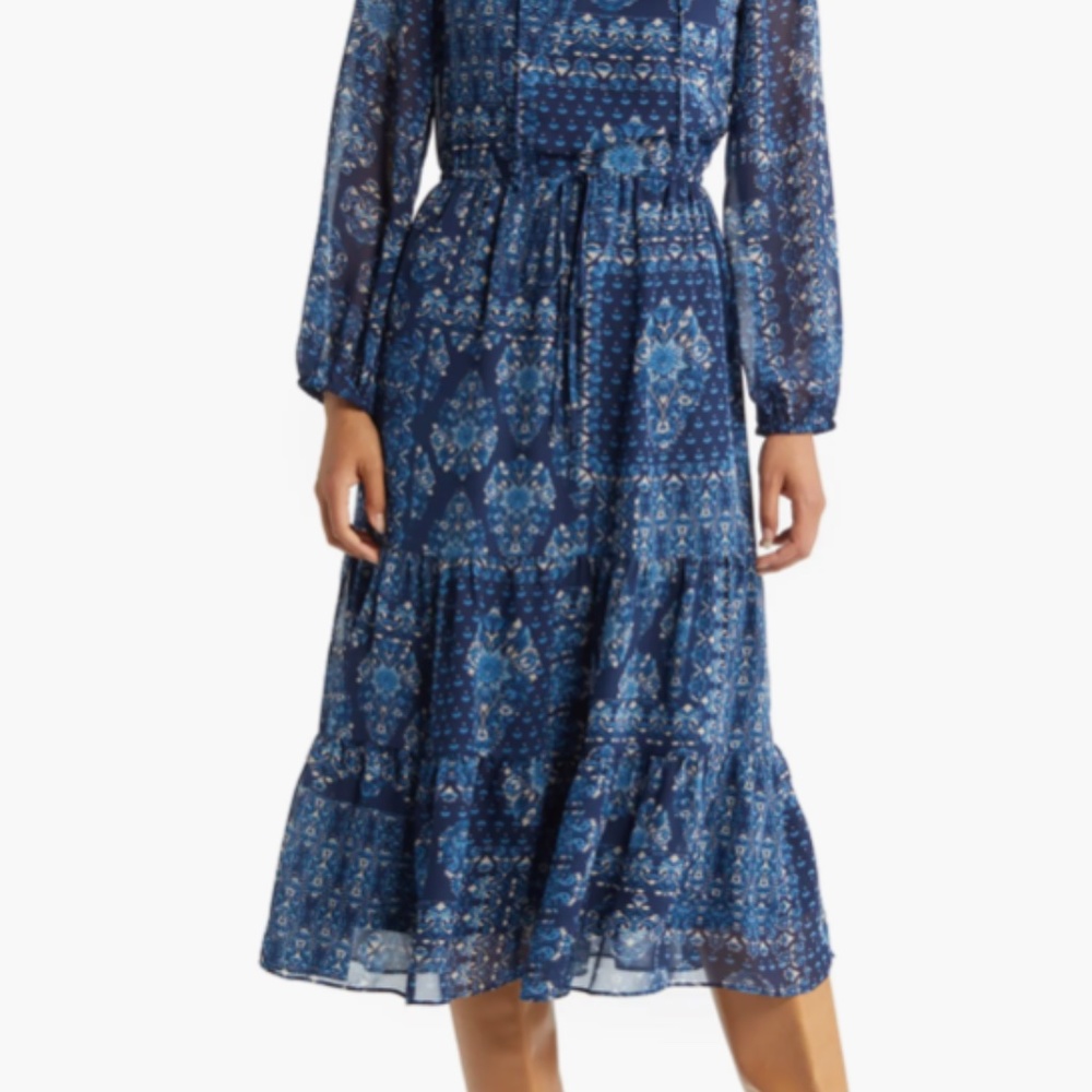 Julia Jordan Tiered Long Sleeve Drawstring Waist Dress - Picture 4 of 10